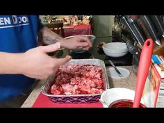 the person is preparing food on the counter