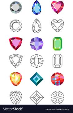 the different shapes and sizes of gems on a white background stock photo, images and royalty illustrations