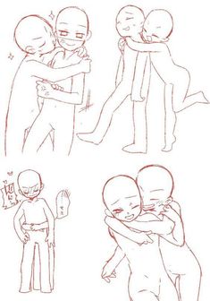 some drawings of people hugging each other