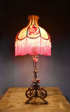 a lamp that is on top of a table