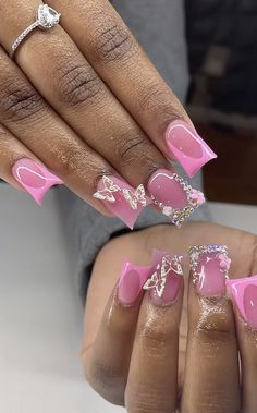 Cute Long Square Nails Ideas, Nails Freestyle, Short Freestyle Nails With Charms, Acrylic Nail Set, Blue Acrylic Nails, Glow Nails, French Tip Acrylic Nails