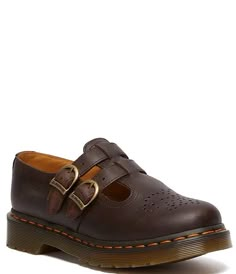 Dr. Martens Women's 8065 Mary Jane Crazy Horse Leather Shoes | Dillard's Doc Marten And Dress, Jeans Without Holes, Mary Jane Doc Martens, Wishlist Idea, Brown Doc Martens, Knee High Brown Boots, Doc Martens Mary Janes, Kate Brock, Red Mary Janes