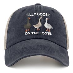 PRICES MAY VARY. Silly Goose On The Loose Hat Trucker Hat Men Trendy Mesh Cap For Men And Women Breathable Hat For Summer, Funny Trucker Hat Washed Denim Hat Unisex Snapback Adjustable Hat Pull On This Unique Trucker Hat To Bring Your Friends And Family Amazing Fun And Joy. The Unique Silly Goose On The Loose Design Can Make Your Friends Feel Nice Once They See You. This Retro-style Trucker Hat Is Soft And Breathable, Ideal For Both Women And Men On Bad Hair Days. Suitable For Fishing, Camping, Trucker Hat Women, Goose Hat, Trucker Hat Ideas, Trucker Hat Men, Denim Hats, Cabin Weekend, Hat For Summer, Funny Trucker Hat, Funny Goose