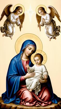 an image of the virgin mary and child jesus