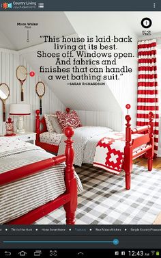 a bedroom with two beds and a checkered floor