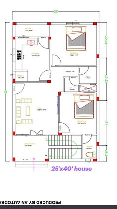 the floor plan for a small house with two floors and an attached kitchen, living room and