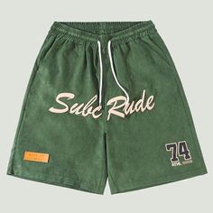 Short Suede Shorts, Streetwear Hip Hop, Track Shorts, Shorts Men, Sports Shorts, Green Suede, Sport Shorts, Cotton Shorts, Workout Shorts