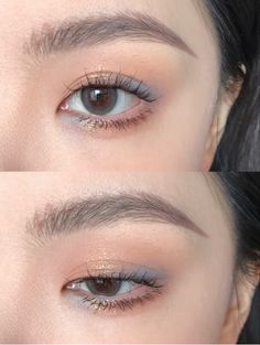 Blue Makeup Asian, Subtle Colorful Eye Makeup, Simple Blue Eye Makeup, Makeup Layout, Monolid Makeup, Purple Makeup Looks, Scene Makeup, Going Out Makeup, Purple Eye Makeup