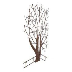 a tree with no leaves is shown in the middle of a white background and there are stairs leading up to it