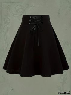 Olivia Mark - Solid High Waist Tie Front Skirt, Casual Mini Skirt For Spring & Summer, Women's Clothing A Line Skirt Pattern, Black Ripped Boyfriend Jeans, Casual Mini Skirt, Wind Skirt, Guys In Skirts, Y2k Fall Outfits, High Waist Mini Skirt, Skirt Casual, Vintage Preppy