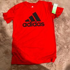 Red Aeroready Adidas Teen T. Adidas Red Short Sleeve T-shirt, Red Sports T-shirt For Spring, Adidas Red Crew Neck T-shirt, Red Adidas Crew Neck T-shirt, Sporty Red Shirt For Summer, Red Adidas Short Sleeve T-shirt, Adidas Red Sporty Top, Red Adidas Sporty Top, Sporty Red Adidas Top