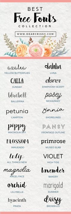 the 25 best free fonts for wedding and other events, with flowers on them