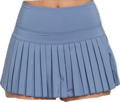 Fitted High Waist Tennis Skirt With Pockets, Casual Blue 4-way Stretch Skort, Blue Casual Skort With 4-way Stretch, Blue Swim Skirt With Built-in Shorts, Fitted Swim Skirt With Pockets, Blue 4-way Stretch Swim Skirt With Built-in Shorts, Blue Stretch Tennis Skirt With Elastic Waistband, Blue Skort With Short Inseam, Blue Skort With Short Inseam And Built-in Shorts