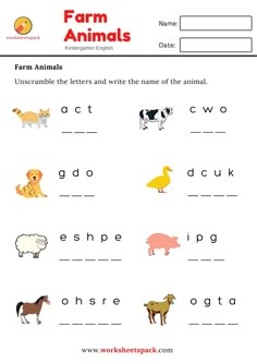 Farm animals activity for kids. Name The Animals Worksheet, Farm Animal Worksheets Preschool, Easy Worksheets For Kids, English Animals Worksheet, Worksheet Animals For Kids, Worksheet English For Kindergarten, English For Kindergarten Worksheets, Animal Worksheets Kindergarten