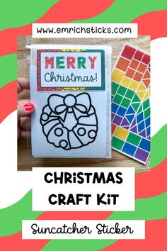 a christmas craft kit with the words merry christmas on it and an image of a santa clause