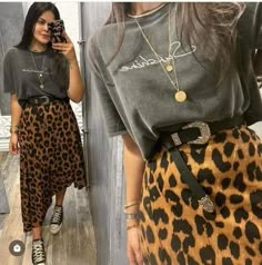 Printed Skirt Outfit, Cowgirl Style Outfits, Leopard Print Outfits, Stylish Work Outfits, Curvy Outfits, Print Skirt, Winter Fashion Outfits, Fashion Killa, Curvy Fashion