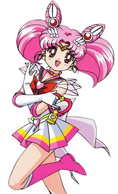 an anime character with pink hair and big eyes, wearing a short skirt and heels