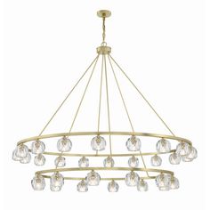 a large chandelier with clear glass balls hanging from it's center ring