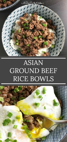 Rice Bowl Recipe Ground Beef, Asian Ground Beef And Rice, Ground Beef Rice Bowl, Ground Beef Asian Bowl, Ground Beef Fried Rice With Egg, Ground Beef Korean Rice Bowl, Ground Beef Rice, Lower Carb Meals, Beef Bowls