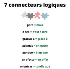 a poster with the words 7 conectes logiques written in different languages