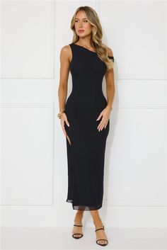 Length from shoulder to hem of size S: 130cm. Chest 36cm, Waist 31cm, across front only of size S. Midi dress. Lined. Model is a standard XS and is wearing size XS. True to size. Stretch. Mesh. Off-the-shoulder. Split to the skirt. Slip on. Cold hand wash only. Cotton/Polyester. Searching for a head-turning 'fit? You've found it, lovely. The Lost In The Music Mesh Off Shoulder Midi Dress features a gorgeous bodycon silhouette, an off-the-shoulder design and a split to the skirt. Style with heels Coat Dresses, Off Shoulder Midi Dress, First Day Outfit, Bridal Shower Dress, Midi Dress Black, Jumpsuits And Romper, Skirt Style, Graduation Outfit, White Coat