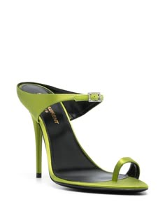 Saint Laurent Dive buckle-embellished Satin Sandals - Farfetch Fashion Girly, Satin Sandals, Dr Shoes, Shoe Designs, Shoes Heels Classy, Green Heels, Heels Classy, Shoe Inspiration, Girly Shoes