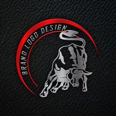 the bull logo is shown on a black leather background with red trim and silver lettering