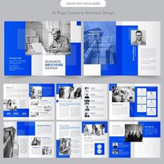 a blue and white brochure design