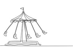 a black and white drawing of a merry go round