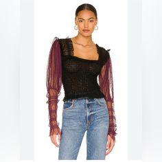 Sheer Blousy Sleeves With Elastic Torso. Purple Top For Night Out In Fall, Purple Tops For Night Out In Fall, Chic Purple Tops For Evening, Purple Tops For Fall Night Out, Chic Purple Evening Tops, Chic Purple Tops For Night Out, Purple Tops For Night Out In Spring, Chic Fitted Purple Blouse, Purple Fitted Top For Fall