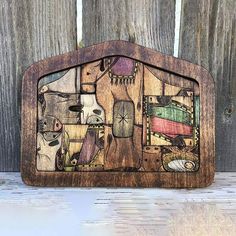 this is an image of a wooden clock with animals in the background and text that reads watercolor dark stain