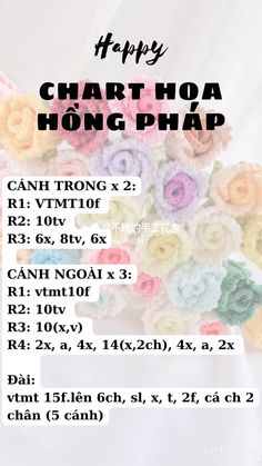 the chart for how to make a crochet hoa - hoa phap