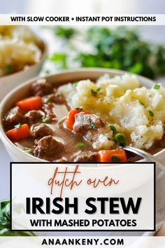 irish stew with mashed potatoes in a bowl