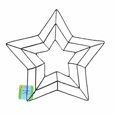 a drawing of a star with a tag attached to it