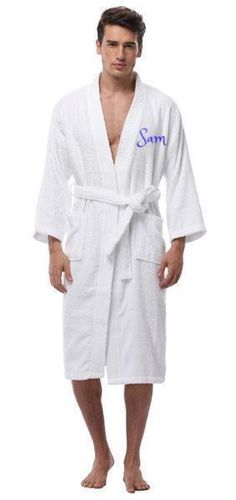 (Please Scroll Down For Personalization instructions) Free Personalized/ Embroidered Name or Monogram On the FRONT of the Robe. This Bathrobe is perfect for any occasion. The Robes are built to last. This terry robe itself is crafted from a breathable durable 100% cotton. Each robe comes with a self-fabric belt. These robes are lightweight, durable and fast-drying. This robe is perfect for home wear, spa wear, and acts as the perfect Best Men /Groom Robes. The soft texture of the terry Bathrobe Spa Wear, Cotton Bathrobe, Gym Pool, Gift For Groom, Terry Robe, Men's Robes, Hooded Towels, Moon Gifts, Embroidered Gifts