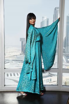 custom made clothing Luxury Blue Kimono For Loungewear, Luxury Satin Kimono For Loungewear, Luxury Blue Dresses For Women, Luxury Chic V-neck Sleepwear, Luxury Long Sleeve Cocktail Sets, Luxury Indigo Sets For Festive Season, Luxury Fitted V-neck Sets, Luxury Turquoise Long Sleeve Dress, Luxury Fitted Turquoise Sets