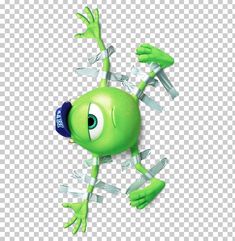 an animated character with many arms and legs in the air, holding scissors to his head