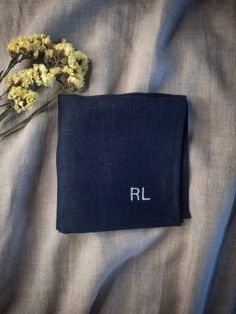 "Embroidered Natural linen handkerchief, pocket square. Personalized Zero waste, washable and reusable linen handkerchief. This linen handkerchief is soft and pre washed, made of natural 100% linen. Handmade handkerchief made from washed natural linen. Our handkerchief will make an excellent gift. EXTERIOR  ▪ SMALL (S) 10\" x 10\" (25 x 25 cm)  choose your size at the check out.  ▪  MEDIUM (M) 12.6x12.6'' (30x30cm) choose your size at the check out.  ▪ 100% LINEN  ▪ OEKO-TEX certified product  ▪ Medium weight linen CARE  ▪ MACHINE WASH UP TO 40ºC/104ºF GENTLE CYCLE  ▪ DO NOT BLEACH   ▪IRON UP TO 150C/302F  ▪ TUMBLE DRY LOW PRODUCT PACKAGING    - 100% plastic-free & recyclable packaging. The inner packaging contains recycled tissue paper and paper sticker. Thread Colour Choices:  1. Brown Handmade Handkerchiefs, Personalized Handkerchiefs, Persian Blue, Neon Orange, Recycled Packaging, Pocket Square, Natural Linen, Plastic Free, Colour Tone