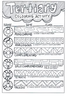 a coloring page with different types of patterns and colors for the text, which is written in