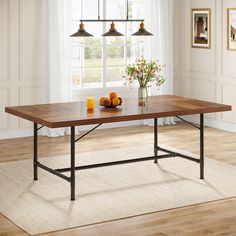 70.8 Industrial Dining Table Kitchen Table for 6-8 People Tribesigns Rectangle Kitchen Table, Wood Dining Table Rustic, Brown Board, Friend Groups, Metal Base Dining Table, Kitchen Table Wood, Industrial Dining Table, Industrial Dining, Large Dining Table