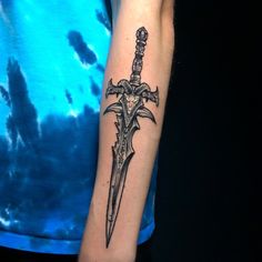 Frostmourne Tattoo, Forearm Band Tattoos, Rune Tattoo, Weird Tattoos, Dad Tattoos, Snake Tattoo, Band Tattoo, Hand Tattoos For Guys