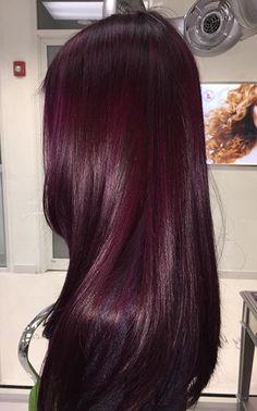 Dyed Long Hair Ideas, Dirty Blonde Hair With Purple Highlights, Hair Dye Ideas For Dirty Blonde, Dyed Dark Hair, Hair Color Ideas For Green Eyes, Green Eyes Hair Color Ideas, Plum Hair Colour, Purple Short Hair, Purple Red Hair