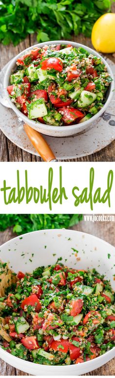 this tabboule salad is loaded with fresh vegetables and lots of flavor it's ready to be eaten