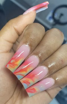 Tie Dye Nails, Glow Nails, Vacation Nails, Summer Acrylic Nails