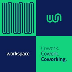 the logos for workspace, cowork, coworking and work space