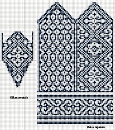 a cross stitch pattern with an intricate design on the front and back, as well as a