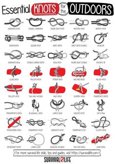 Essential Knots Every Survivalist Needs To Know Poster High quality resin-coated photo base paper. Satin photo finish, maximum color gamut, dmax, and image resolution Essential Knots, Scout Knots, Fishermans Knot, Camping Knots, Survival Knots, Knots Guide, Survival Skills Life Hacks, Sailor Knots, Knots Diy