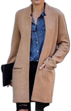 Solid Outerwear With Zipper For Fall, Solid Outerwear With Zipper Closure For Fall, Solid Fall Outerwear With Zipper Closure, Casual Long Cardigan With Pockets, Casual Longline Cardigan With Pockets, Casual Long Sweater Coat, Winter Everyday Sweater Coat, Versatile Brown Outerwear For Winter, Fall Cardigan With Zipper Closure For Cold Weather