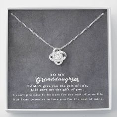 To My Granddaughter - Love Knot Necklace – Elephantsity Granddaughter Jewelry, Grandmother Quotes, Granddaughter Necklace, Grandma Quotes, To My Granddaughter, Two Souls, Love Knot Necklace, Love Knot, Bday Ideas