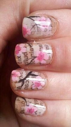 Pretty nails Newspaper Print, Her Nails, Bohol, Kawaii Nails, Get Nails, I Love Nails, Nails Polish, Manicure Y Pedicure, Floral Nails